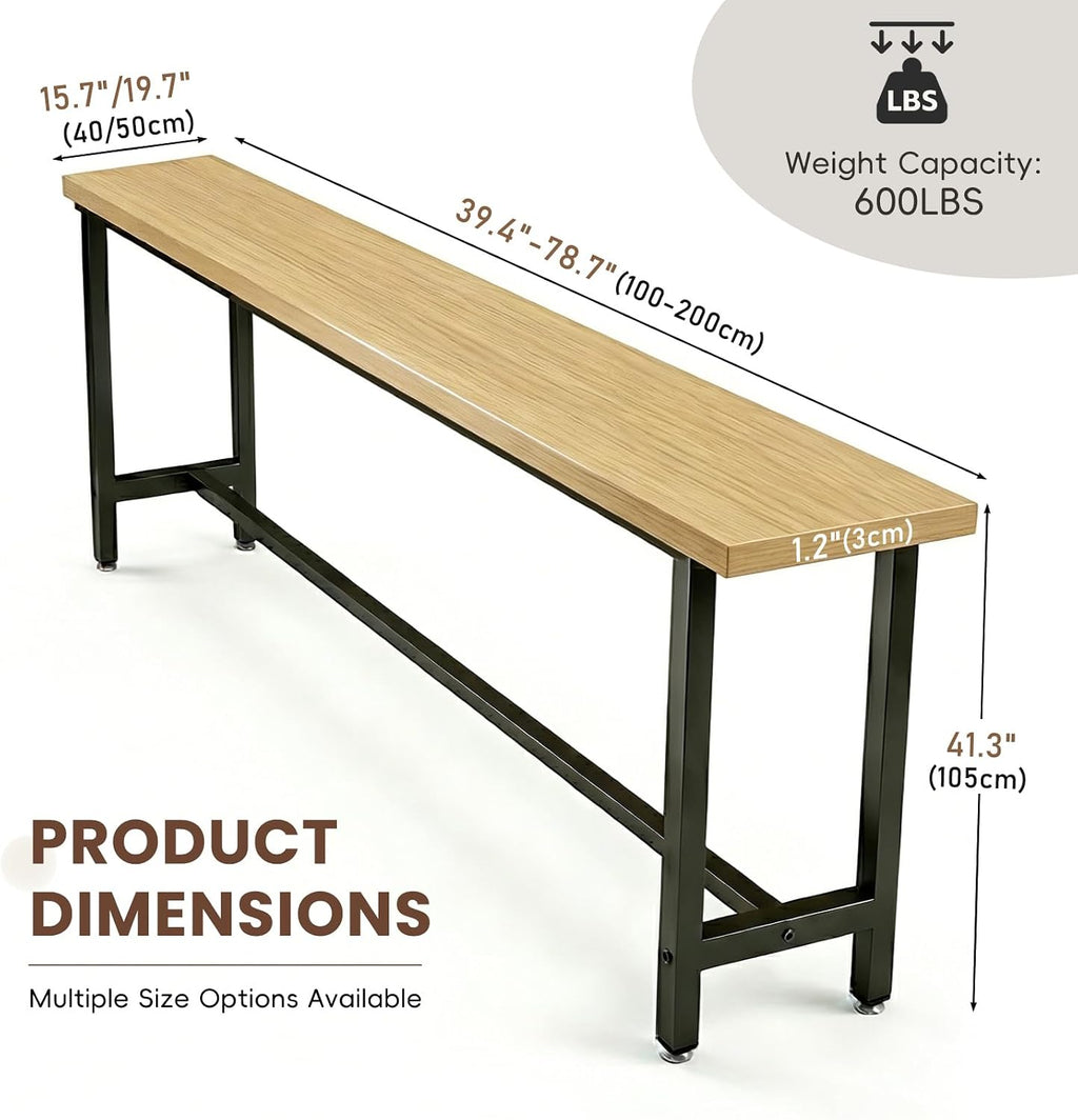 Bar Table Industrial Kitchen Dining Counter Height Table Rectangular High Top Pub Table with Sturdy Metal Legs for
