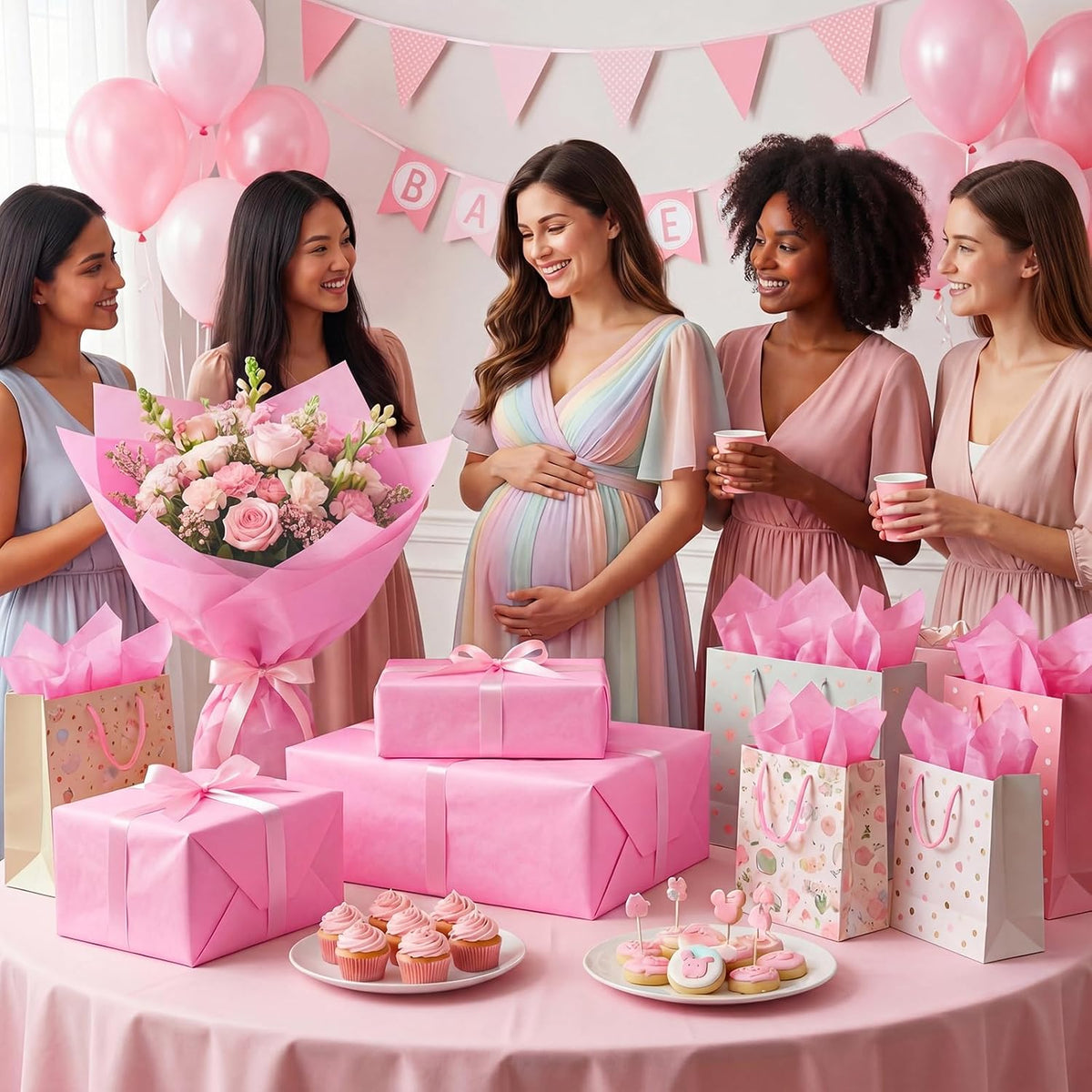 80 Sheets Pink Tissue Paper, Tissue Paper for Bouquets 20" x 14"