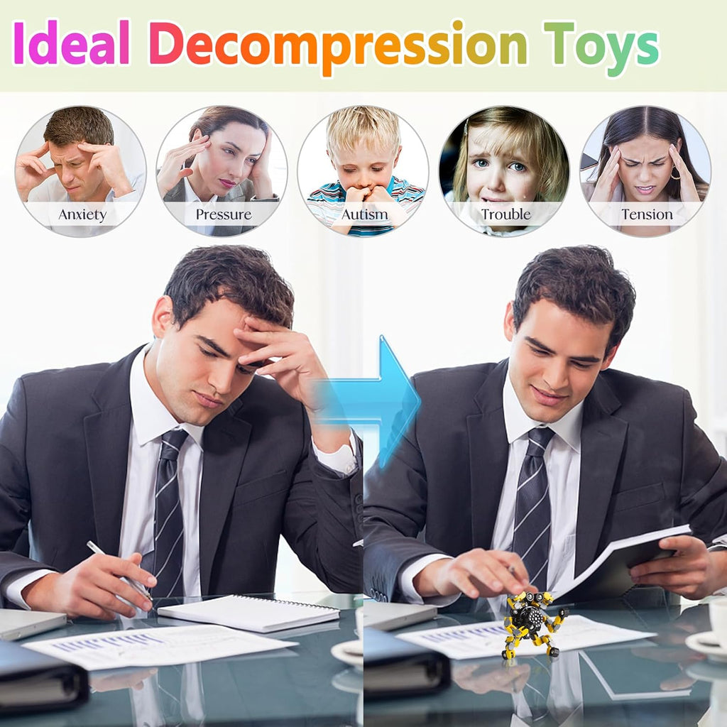 Transformable Fidget Spinners Toys 4 Pcs for Kids and Adults Stress Relief Sensory Toys for Boys and Girls Age 8-13