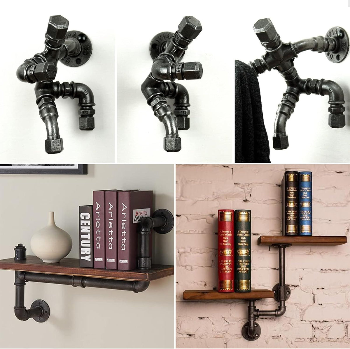 DSDS 20 PACK 1/2" Pipe Fitting Elbow, Rustic Industrial Style Black Malleable Iron Pipe Elbow for Home Decor