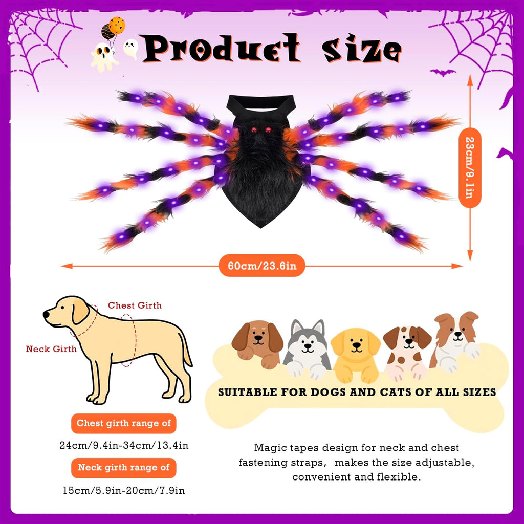 Halloween Spider Costume for Small Dog - Glowing Funny Cats Pet Costumes