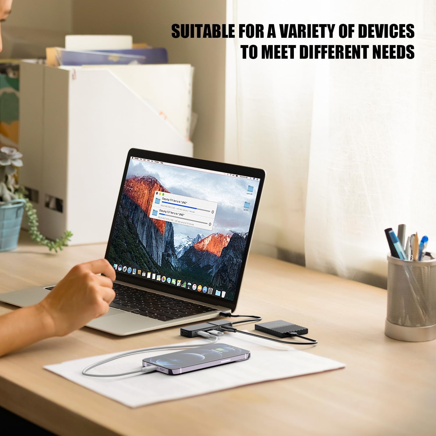 USB to HDMI Adapter, Eanetf Dual USB C USB A 3.0 Hub: 5 Ports with 2* USB-C and 2* USB-A and 1* HDMI Extend for