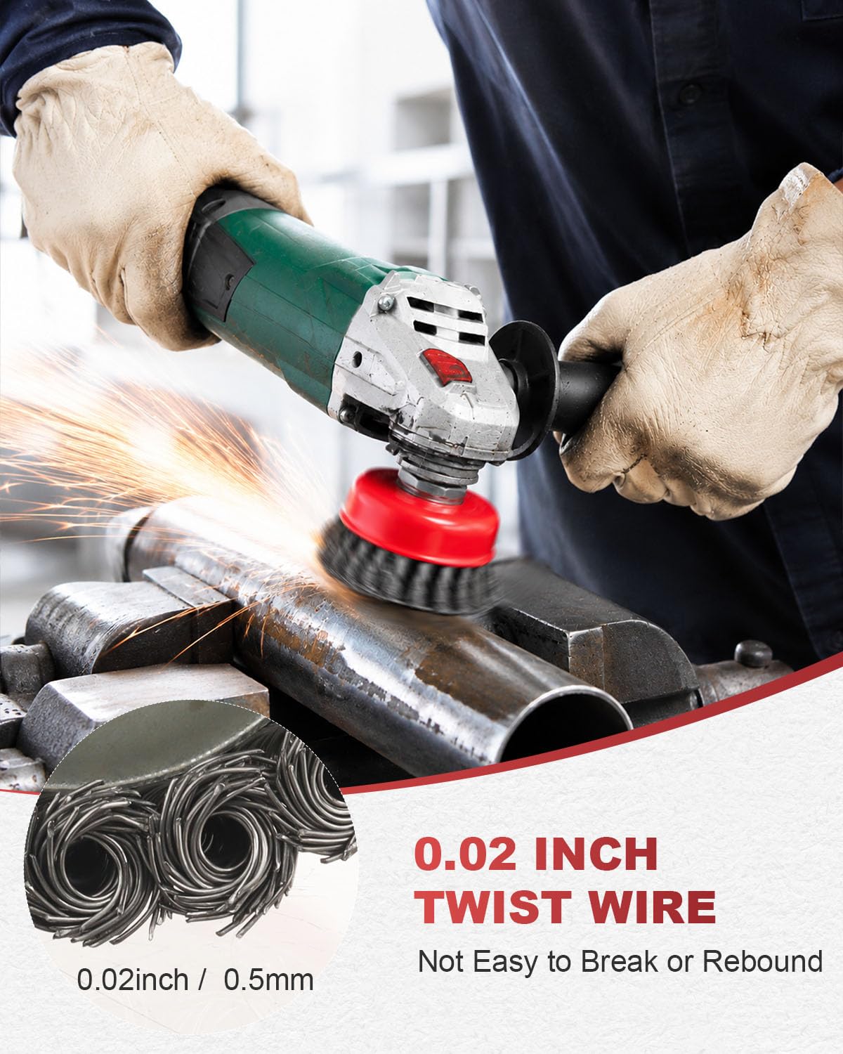 Rocaris 35Pcs Wire Wheels for 4-1/2" Angle Grinder, 3 Inch Wire Cup Brush