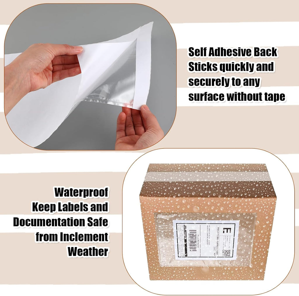200 Pcs 9.5 x 12 in Clear Packing Slip Pouches Shipping Label Sleeves Adhesive Packing List Pockets Envelopes Mailing