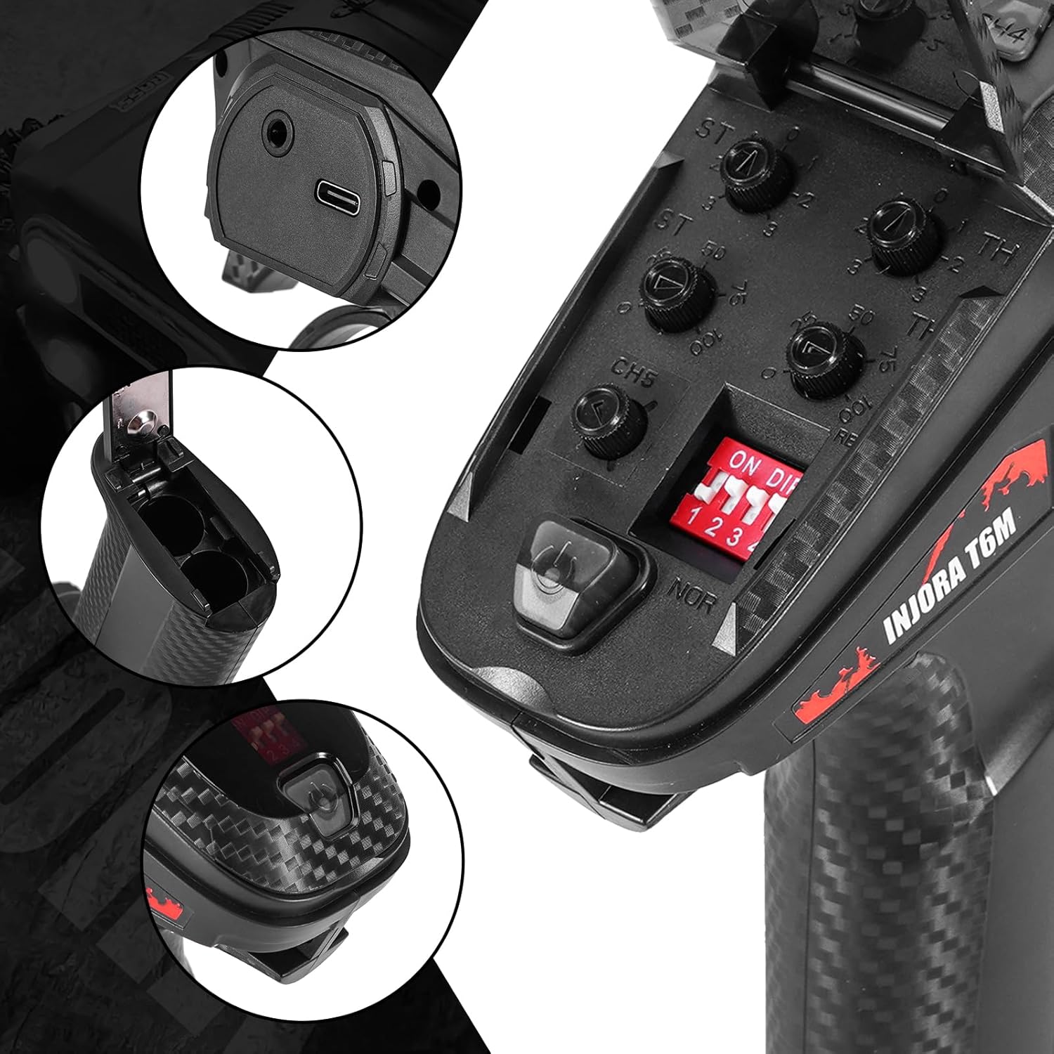 T6M 2.4GHz Transmitter with 4CH Receiver for 1/30 1/24 1/18 RC Car