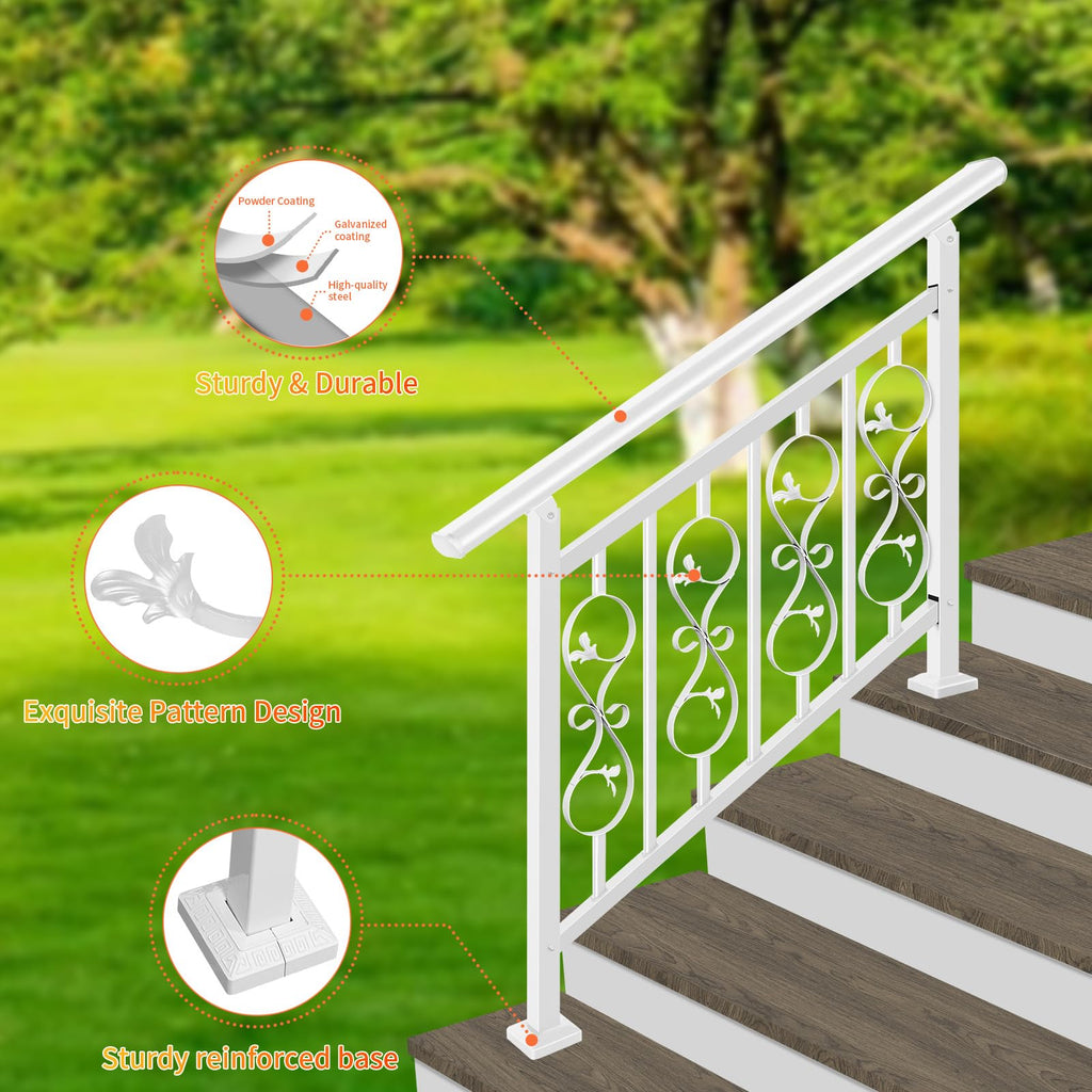 Unique Design 4 Step Hand Rails for Outdoor Steps, Adjustable