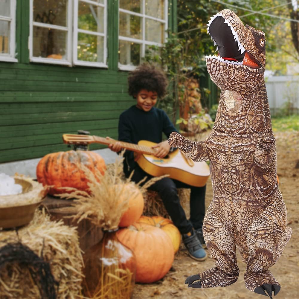 Dinosaur Costume Adult Inflatable Raptor Onesies Blow Up T-rex Dino Full Body Funny Halloween Costume for Men Women