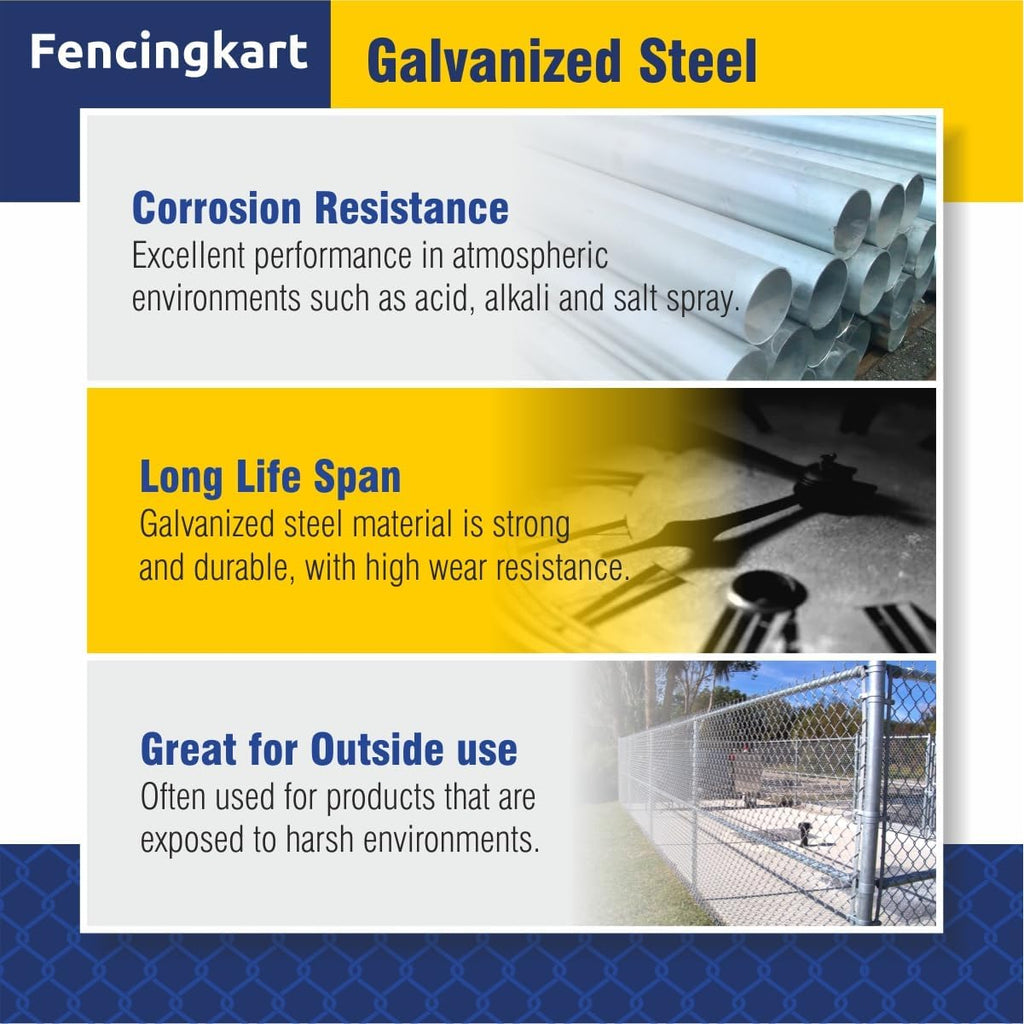 Galvanized Tension Band for Chain Link Fence, 1-5/8" inch, with Nuts & Bolts, 20 Pieces (Silver Galvanized, 1-5/8")