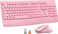 Wireless Keyboard and Mouse Combo, Full-Size with Wrist Rest, Pink | 2.4GHz USB receiver, 3 adjustable DPI mouse