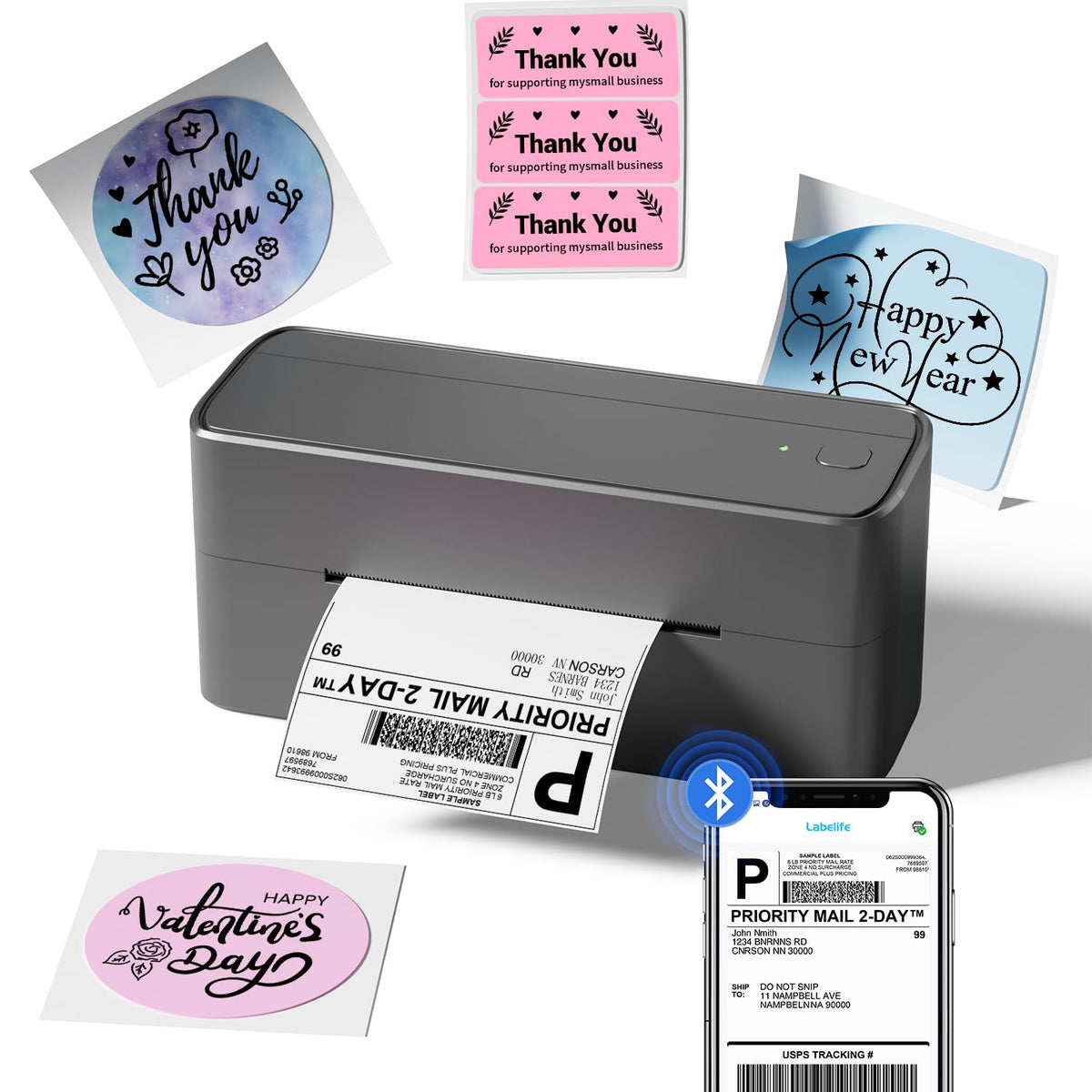 Bluetooth Shipping Label Printer,241BT Label Printer & 20Pcs Labels