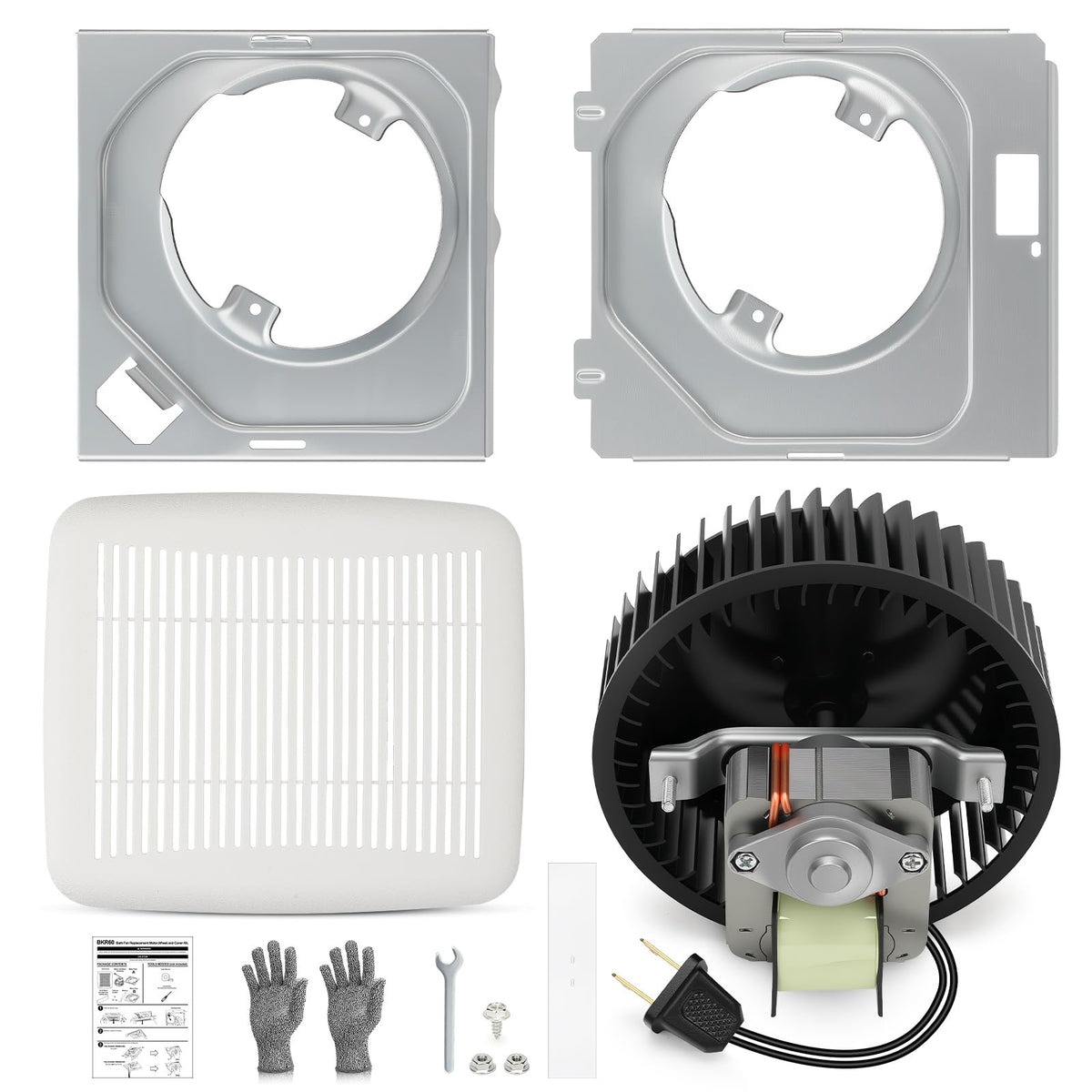 BKR60 Bathroom Exhaust Fan Motor and Grille Cover Kit Replacement
