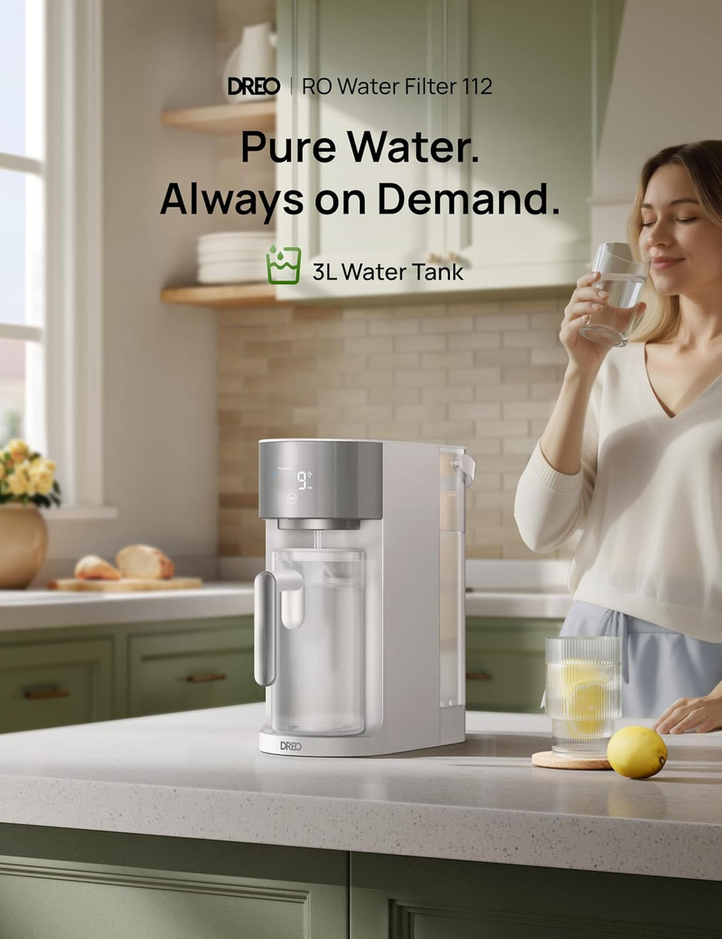 Reverse Osmosis Water Filter System Countertop, RO Water Filter 112 3L