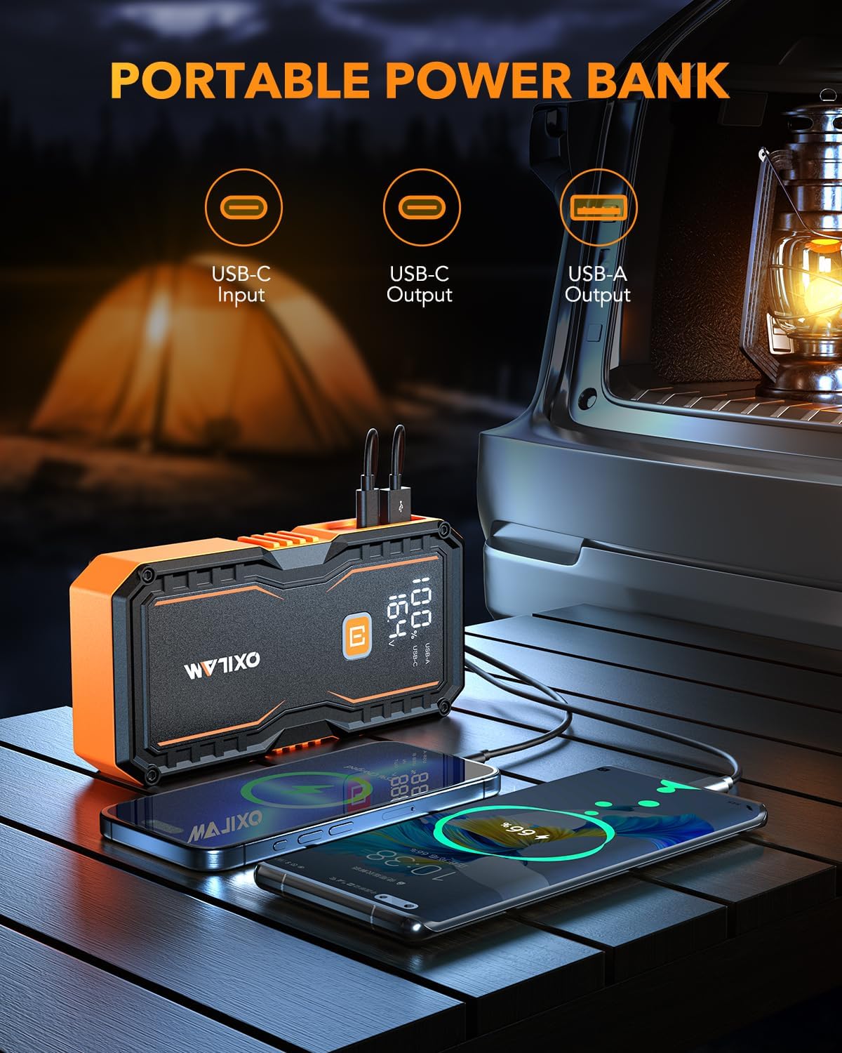 Jump Starter 6000A for All Gas/12L Diesel, Car Battery Jumper Starter Portable, 12V Lithium Jump Box with Jumper