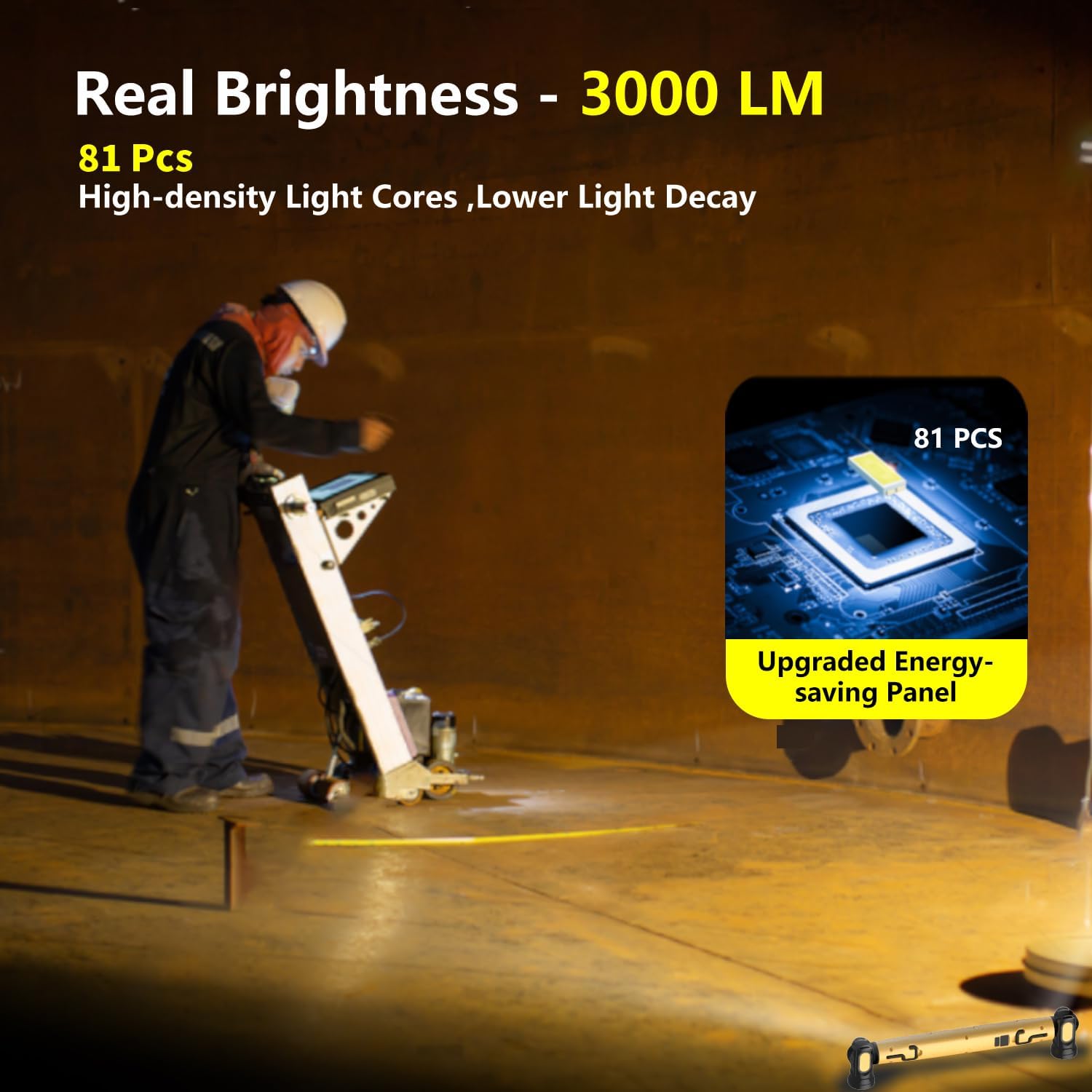 Under Hood Work Light Bar, 3000LM LED Magnetic Light Bar with Hooks, 5200mAh Cordless Rechargeable Hood Light Fathers