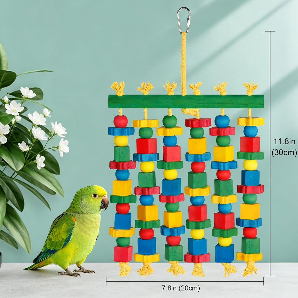 Parrot Toy Bird Toys Natural Wood Bird Chewing Toys for Large Bird Macaws, African Grey, Cockatoos, Amazon Parrots