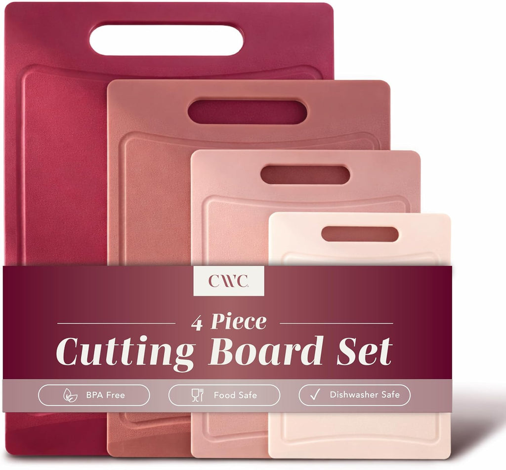 Non-Slip Cutting Board Set – Kitchen Essentials with Easy Grip Handle for Meat, Veggies, and Fruits, 4 Cutting