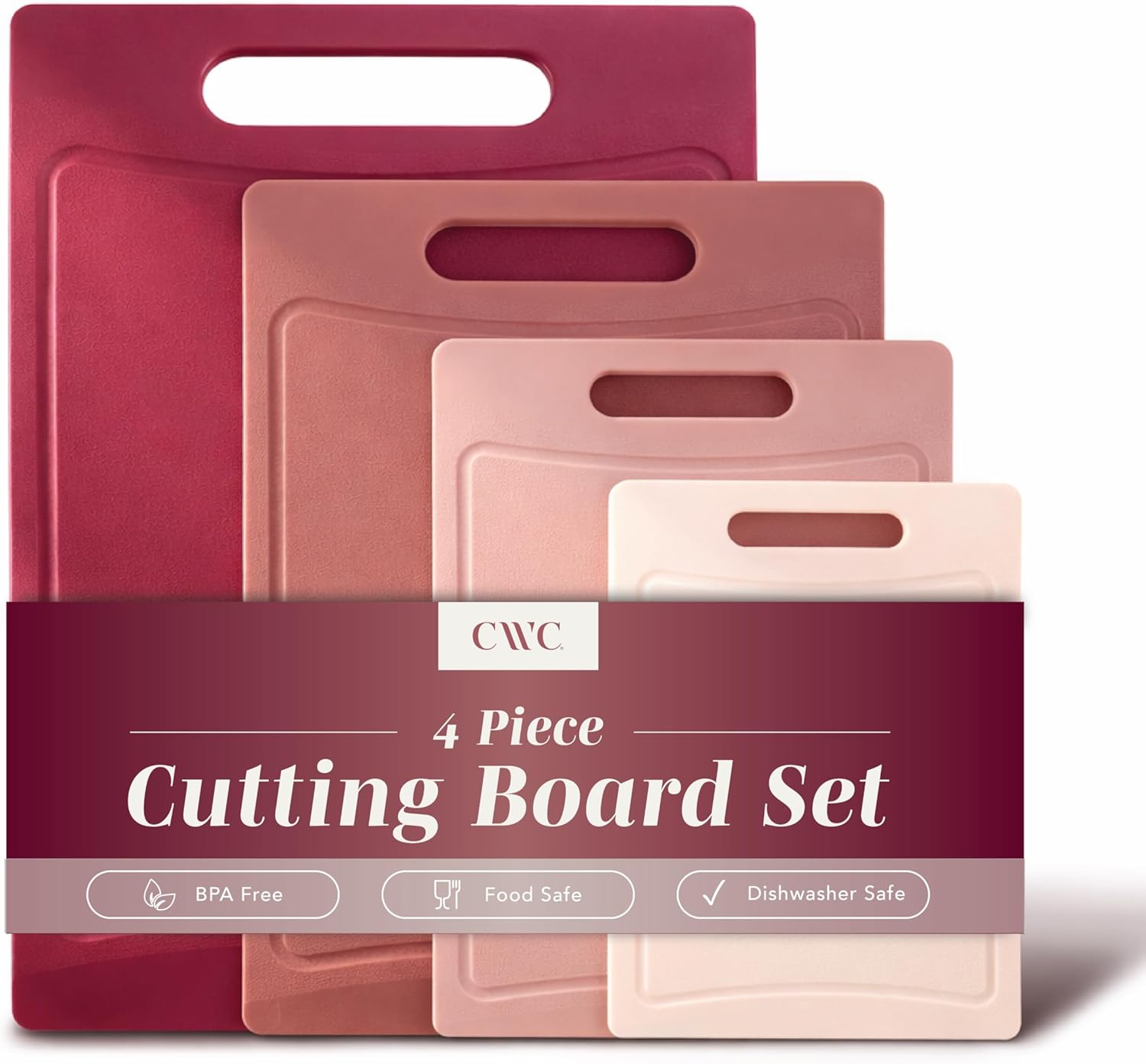 Non-Slip Cutting Board Set – Kitchen Essentials with Easy Grip Handle for Meat, Veggies, and Fruits, 4 Cutting