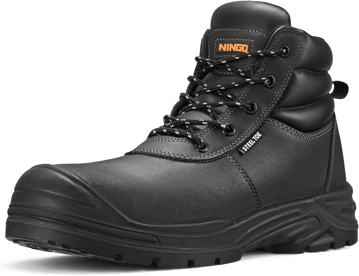 Steel Toe Work Boots for Men, Non Slip & Puncture Resistant Construction Boots with Breathable Lining, EH Protection