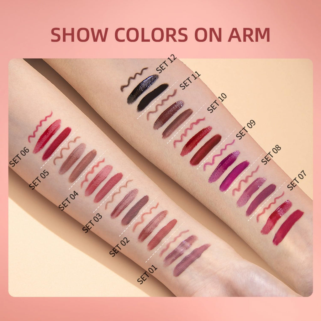 All In One Lip Kit 3 In 1 Smooth Lipliner Lipgloss and Lipstick Set with Matte Velvet Liquid Lipstick Hydrating