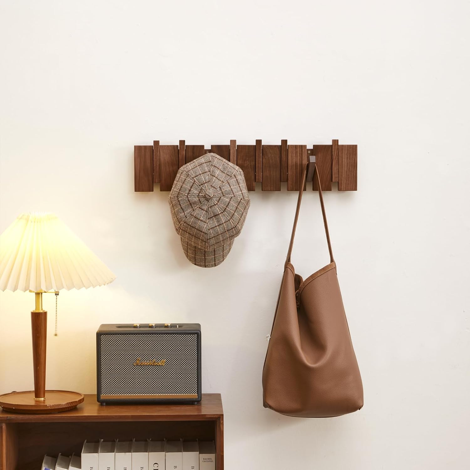 Wood Coat Rack Wall Mount, Coat Hooks Hanger Wall Mounted, Heavy Duty Wall Coat Rack with 8 Hooks for Hanging