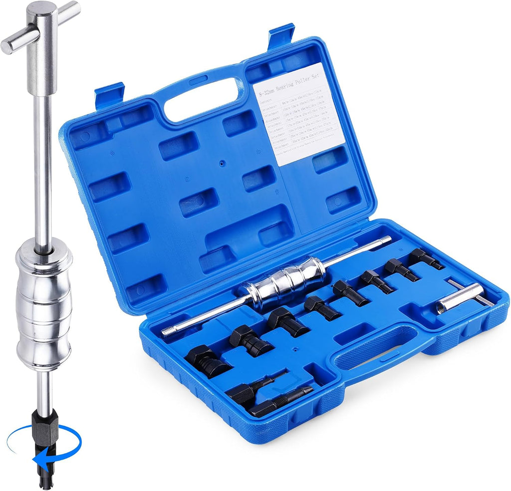 12PCS Blind Hole Bearing Puller Set, Internal Bearing Extractor Puller with Slide Hammer Pilot Bearings Removal Tool