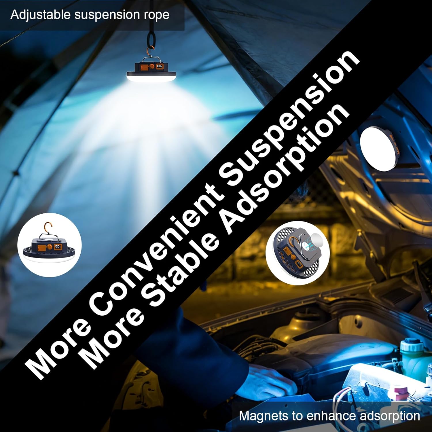 10000mAh 4000LM Flashlight Portable LED Camping Lantern Rechargeable Light 30W with Digital Display and Magnet , IPX5