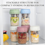 2 Pack Overnight Oats Containers with Lids (White/Organic Green)