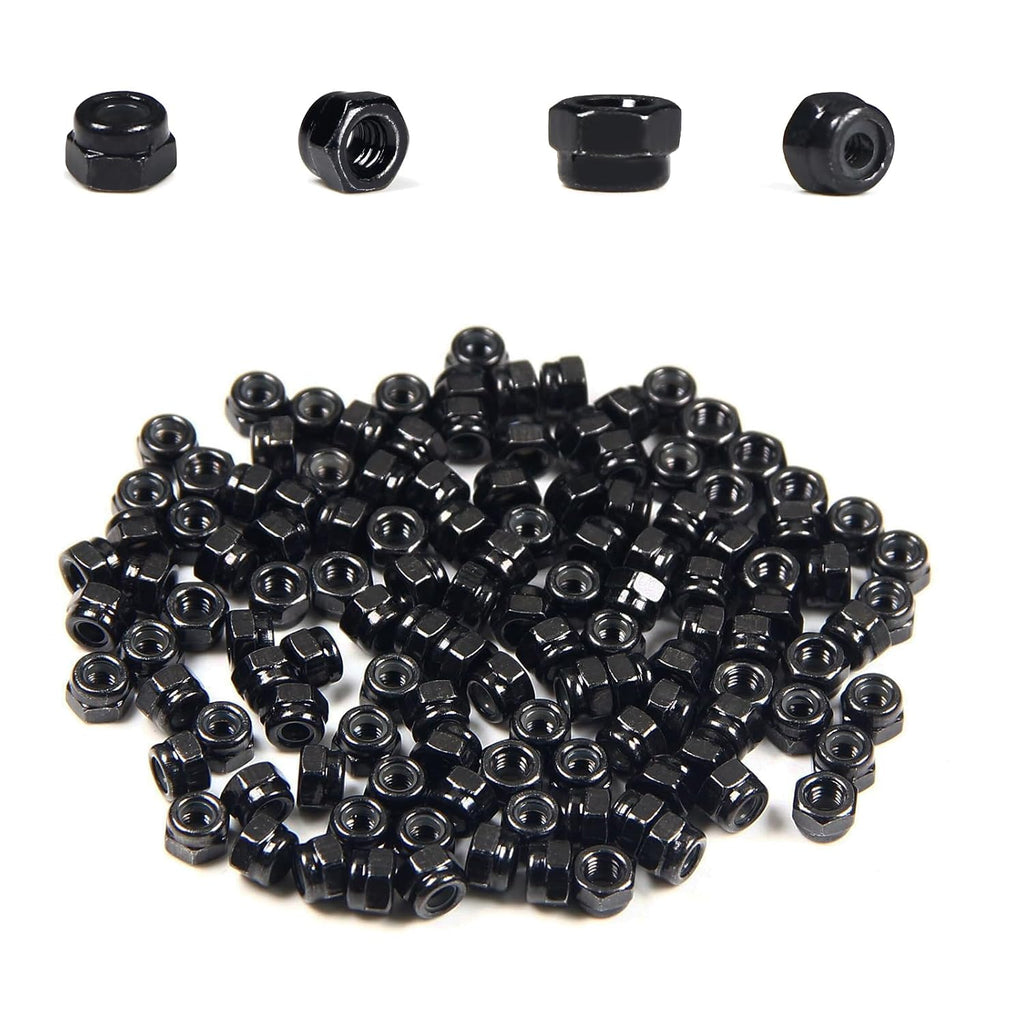 100Pcs M3 x 0.5mm Carbon Steel Hex Lock Nuts, Nylon Insert Self-Locking Nut