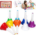 Hand Bells, 8 Note Musical Handbells Set with 17 Songbook Musical Toy Percussion Instrument for Toddlers Children