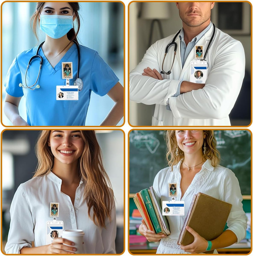 Nurse Badge Reel, Fun Retractable ID Holder with Alligator Clip for CNA RN LPN MA, Medical Badge Clip for Nursing