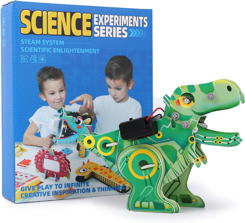 Playnovate Metal Detecting Dino STEM Kit | Electronics Circuit Science Toy for Kids | Light & Sound | Includes QR