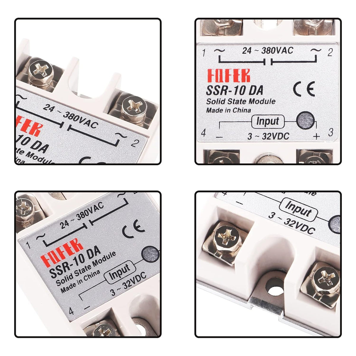 3pcs SSR-10DA Solid State Relay Single Phase Semi-Conductor Relay Module Input 3-32V DC Output 24-380V AC for Temperature Controller