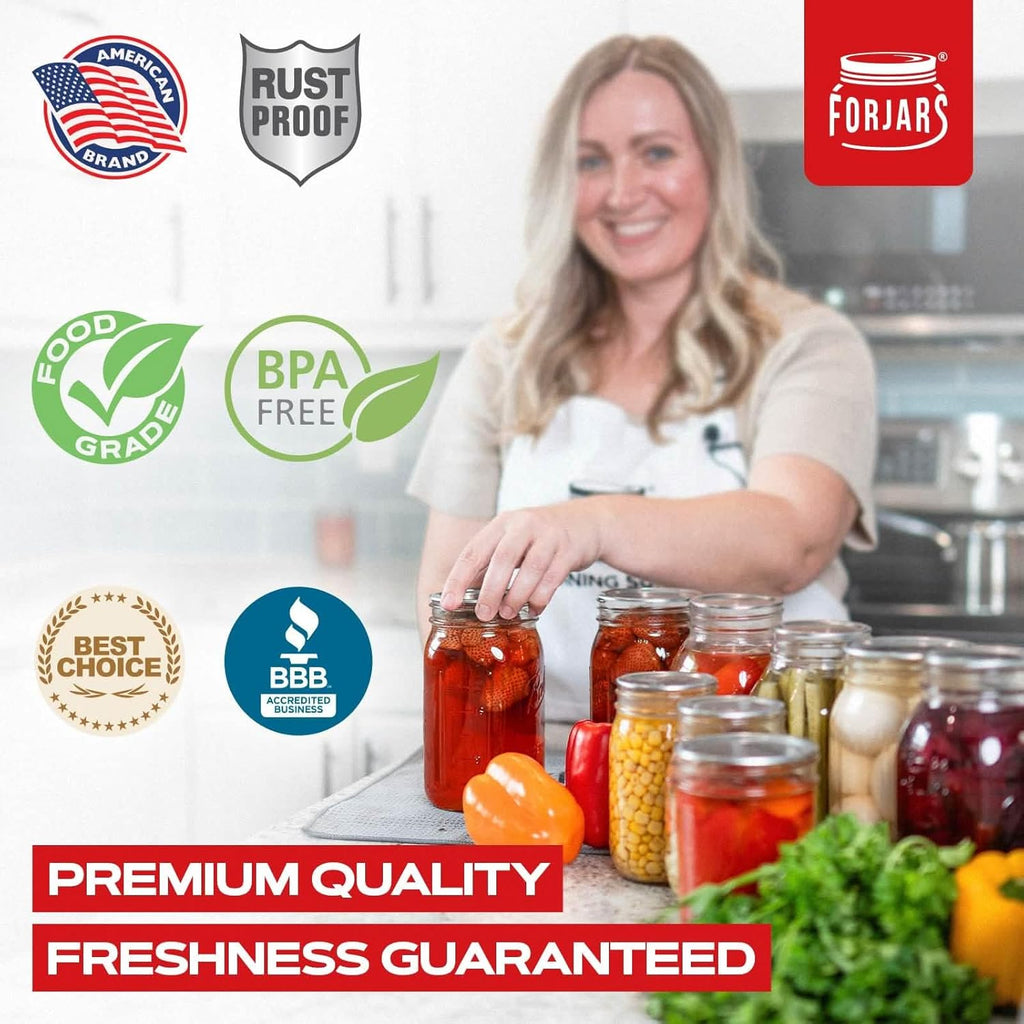 Wide Mouth Canning Lids, 100-Pack – Create Airtight Seals on Mason Jars to Preserve Food for Meal Prep & Emergency