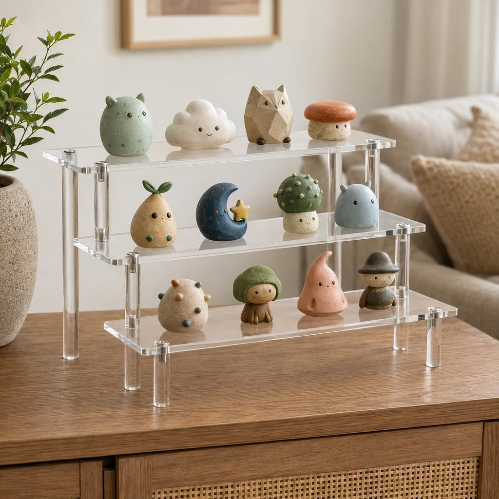 Acrylic Display Risers, 3 Tier Perfume Organizer,Clear Cupcake Stand Holder | Large Shelf Risers for Figures, Display