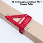 ViewReal Premium Carpenter Square Hole Scribing Ruler Woodworking Square 22.5-90 Degree Measuring Ruler with Angle Pin,Versatile Multi Angle Square for Woodworking, Engineering, and Construction