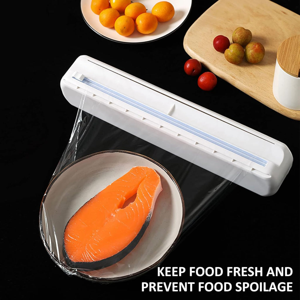 Plastic Wrap Dispenser With Cutter, Reusable Cling Film Dispenser, Cling Wrap Dispenser With Slide Cutter, Also For