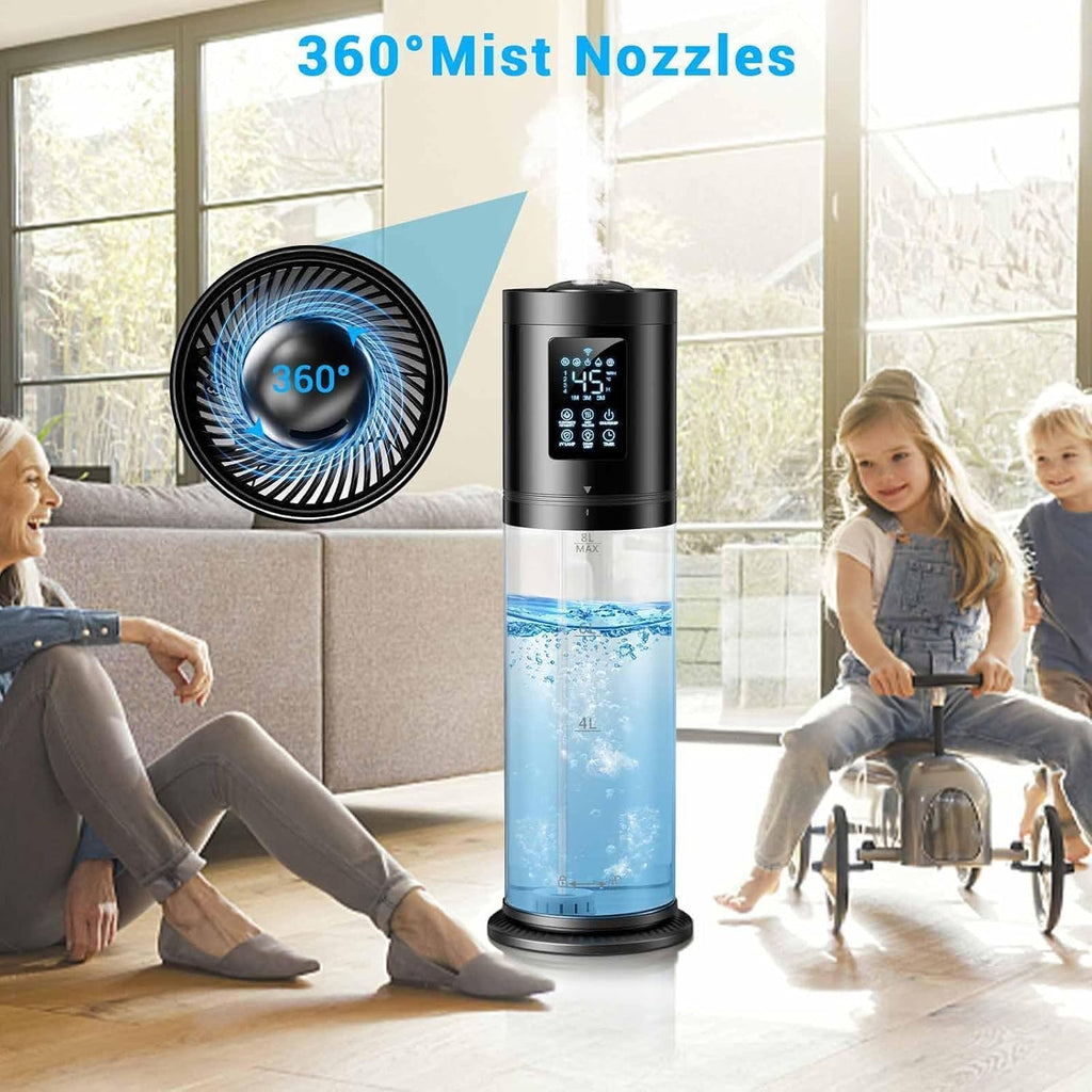 Humidifiers for Bedroom Large Room, 4 Levels Cool Mist Humidifier with Clear Tank, 7 Color Lights Essential Oil