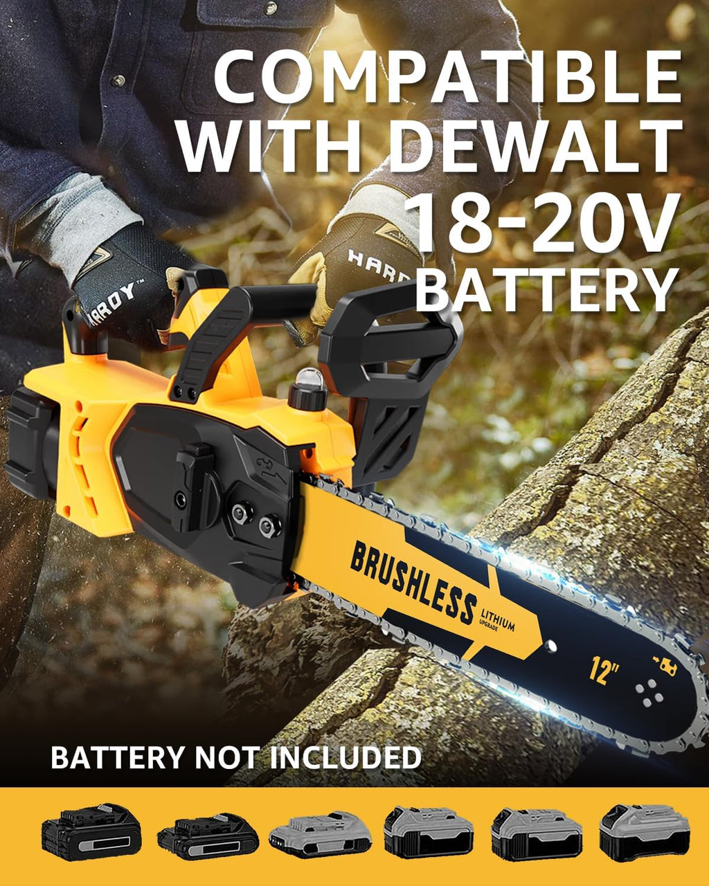Brushless Cordless Chainsaw Electric 12 Inch Compatible with Dewalt 20V Max Battery Power, No Battery Included 45Ft/s