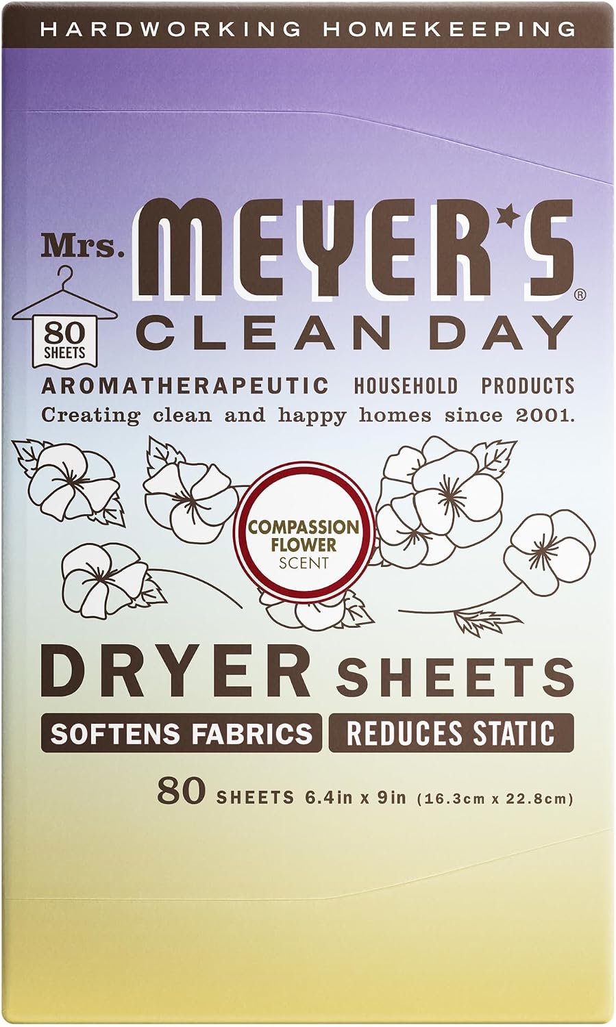 CLEAN DAY Dryer Sheets, Compassion Flower, 80 Count