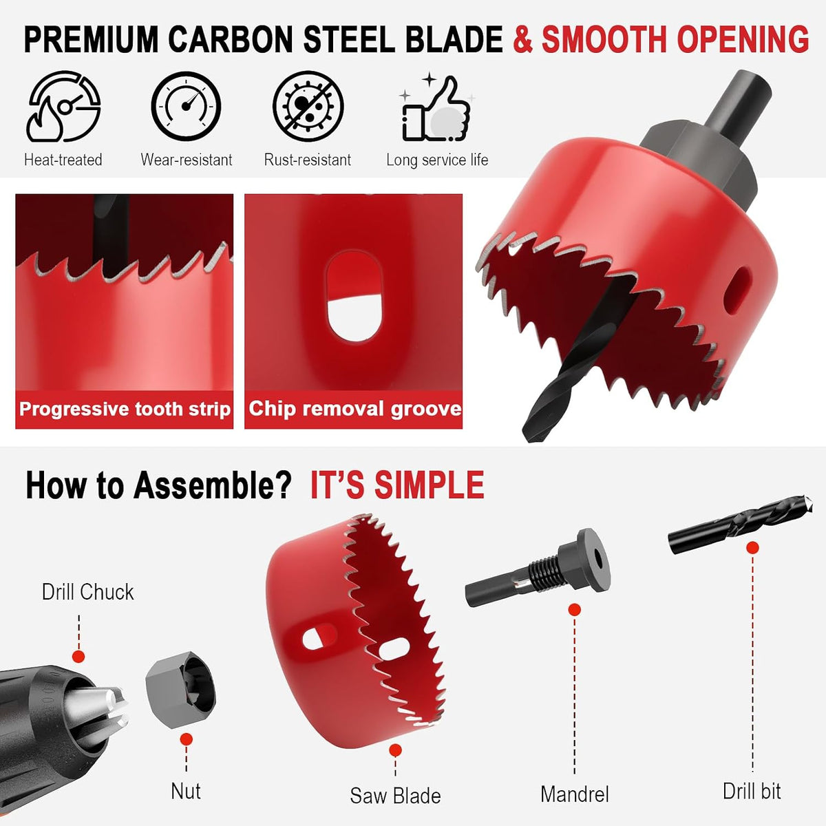 7-Piece Hole Saw Kit with Mandrel for Softwood and PVC