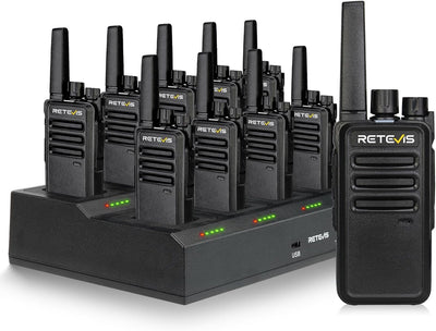 RT68 Walkie Talkies Long Range Rechargeable (10 Pack) with Charger | Rugged & Reliable Two-Way Radio For K-12 School