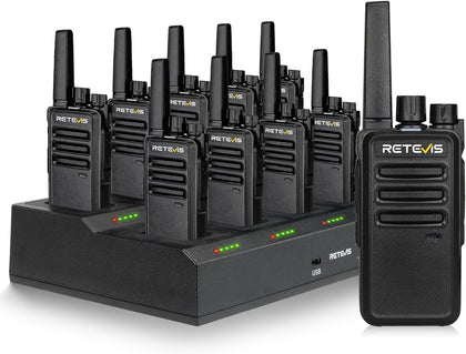 RT68 Walkie Talkies Long Range Rechargeable (10 Pack) with Charger | Rugged & Reliable Two-Way Radio For K-12 School