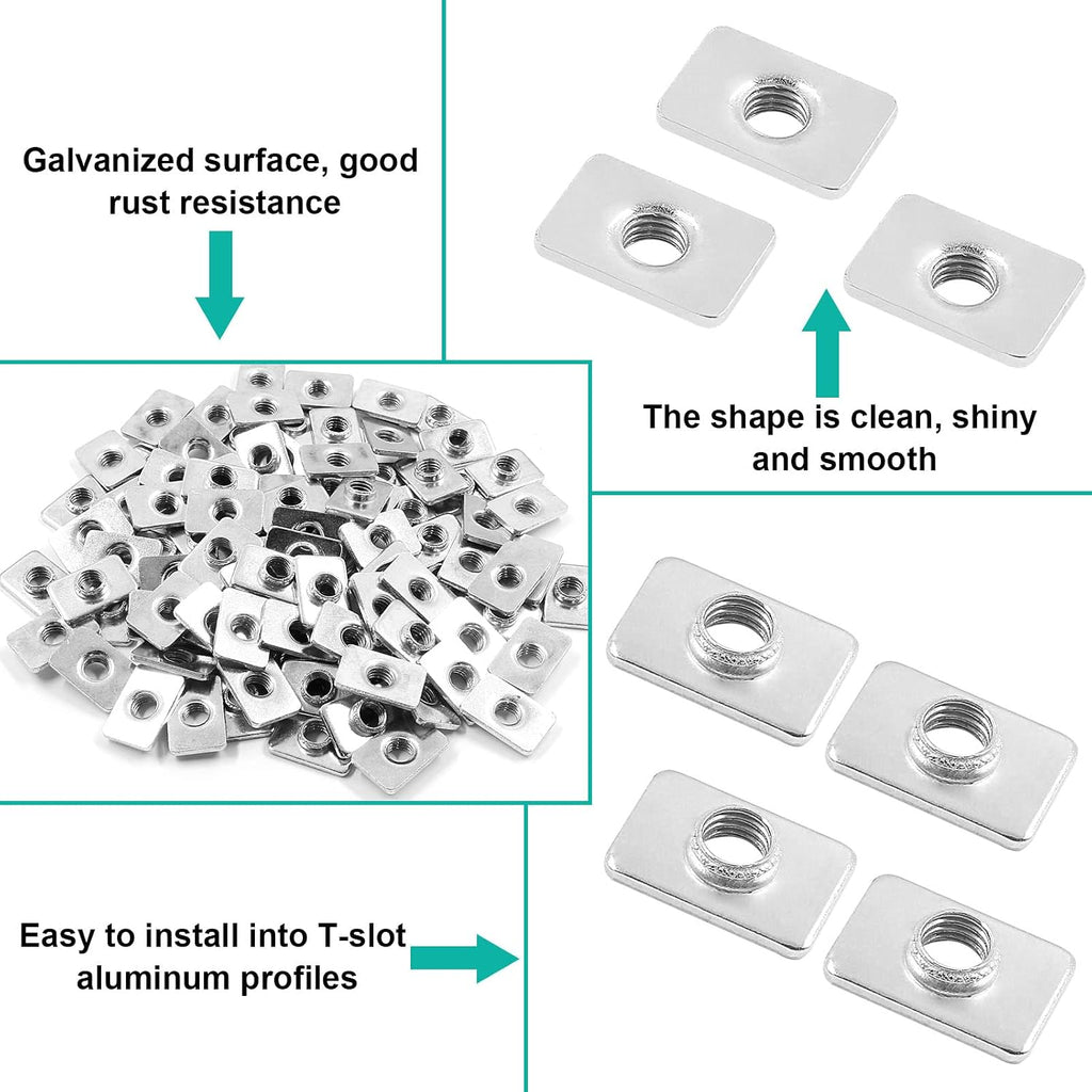 M5 Flat Sliding T-Nuts, 100pcs, 2020 Series