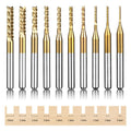 Titanium Coated Engraving Milling Cutter Carbide Bits, 0.8-3mm, 1/8'' Shank, 10 Pieces, for Dremel Rotary Tools