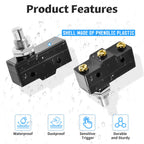 FOCMKEAS 2 Pcs TM-1307 Micro Limit Switch, 15A 250VAC Micro Switch, SPDT