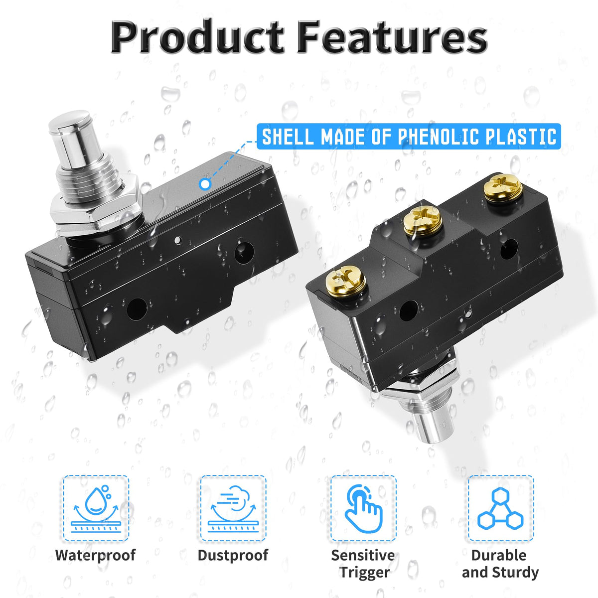 FOCMKEAS 2 Pcs TM-1307 Micro Limit Switch, 15A 250VAC Micro Switch, SPDT