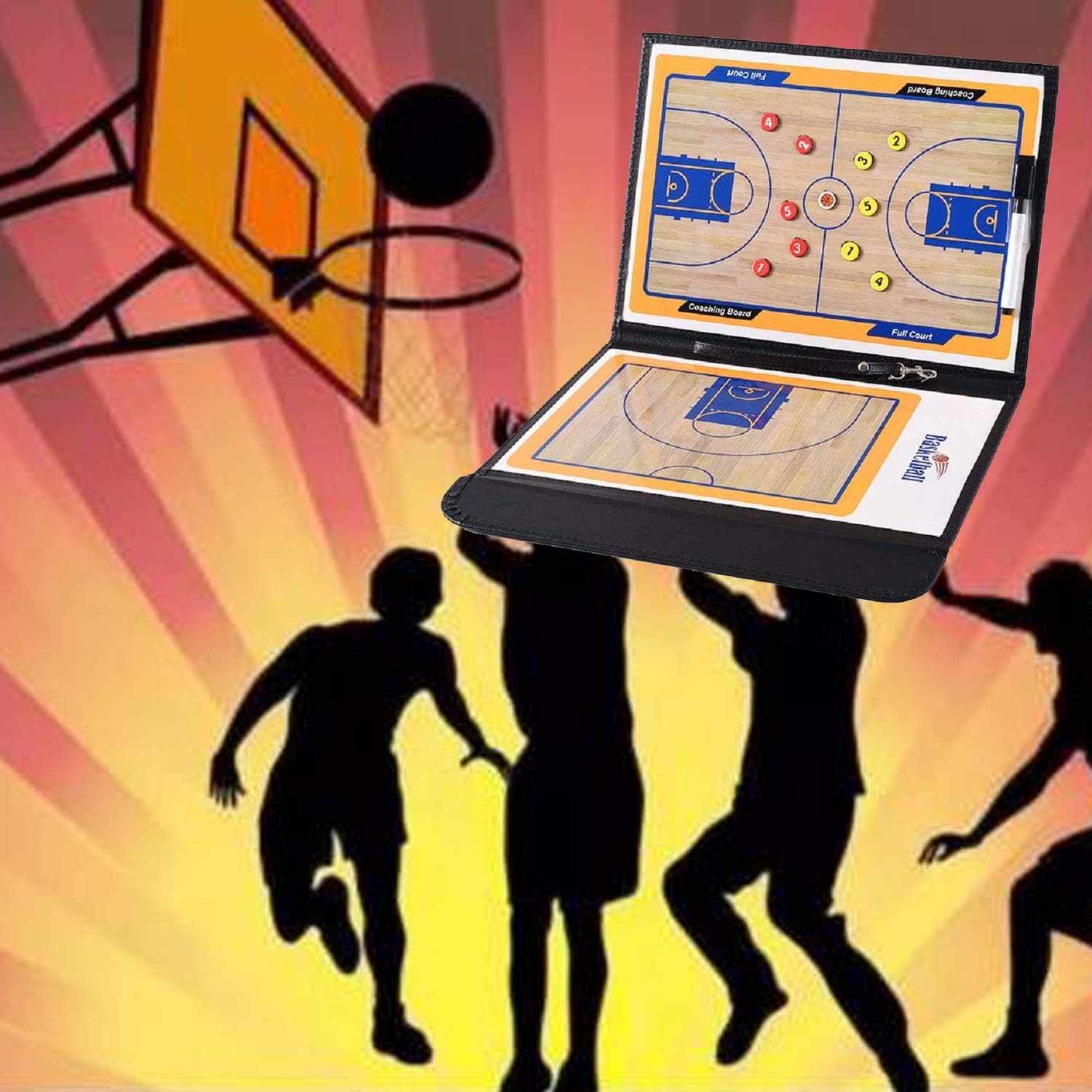 Basketball Coaching Board Coaches Clipboard Tactical Magnetic Board Kit,Portable Strategy Coaches Board with Dry