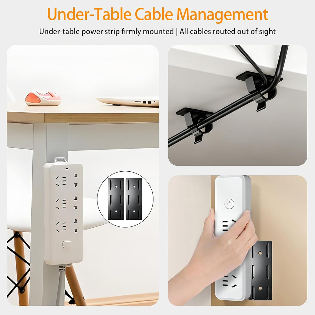 Cable Management Kit, 6 Spring Clips 360 Rotating, 3 Power Strip Holders, 67 Cord Clips, 5 Silicone Straps, 2