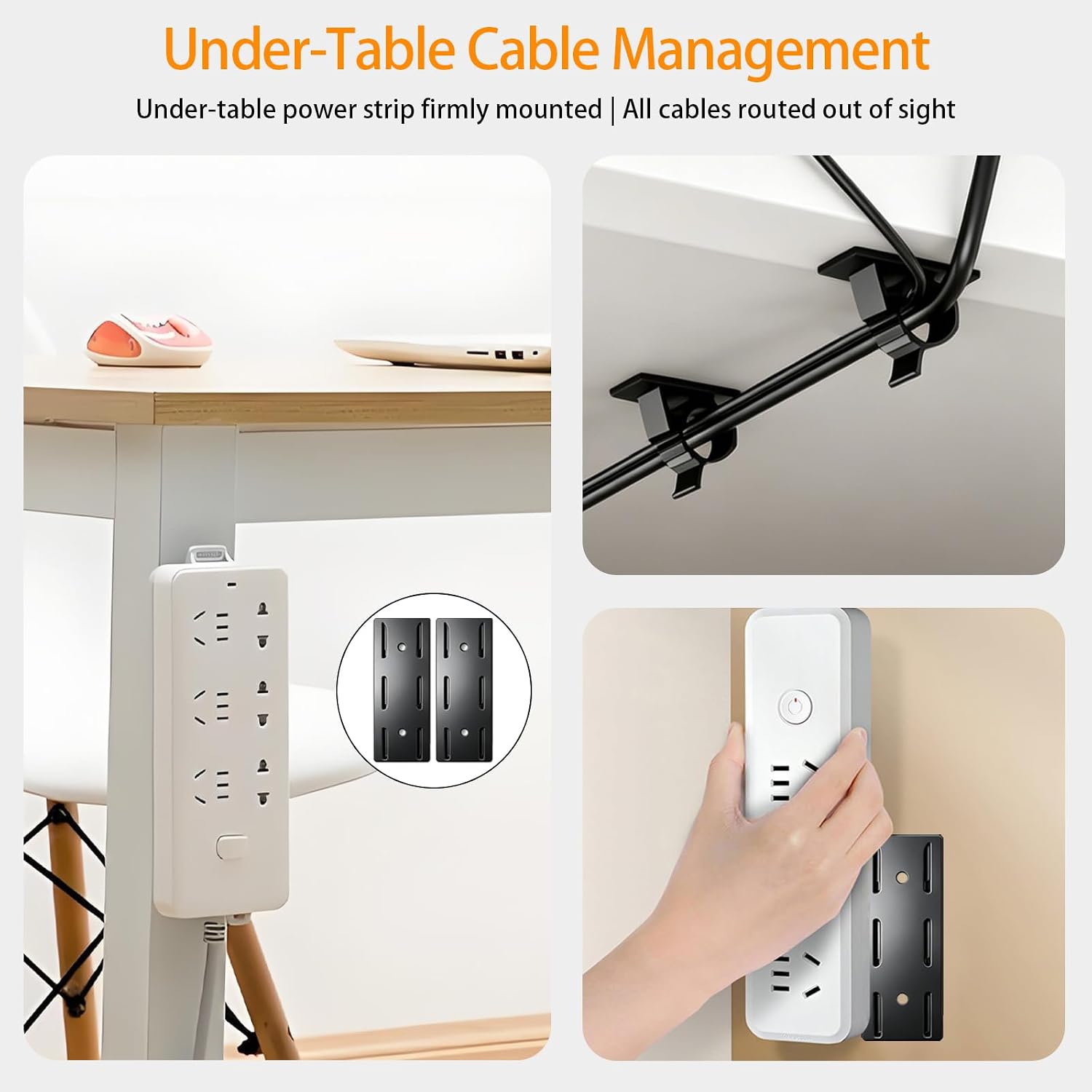 Cable Management Kit, 6 Spring Clips 360 Rotating, 3 Power Strip Holders, 67 Cord Clips, 5 Silicone Straps, 2