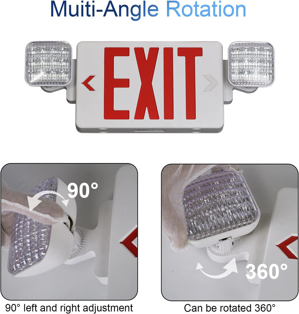Red Exit Sign with Emergency Lights, 1.0 Meter Plug in Exit Sign with Battery Backup Lights for Business, Commerical